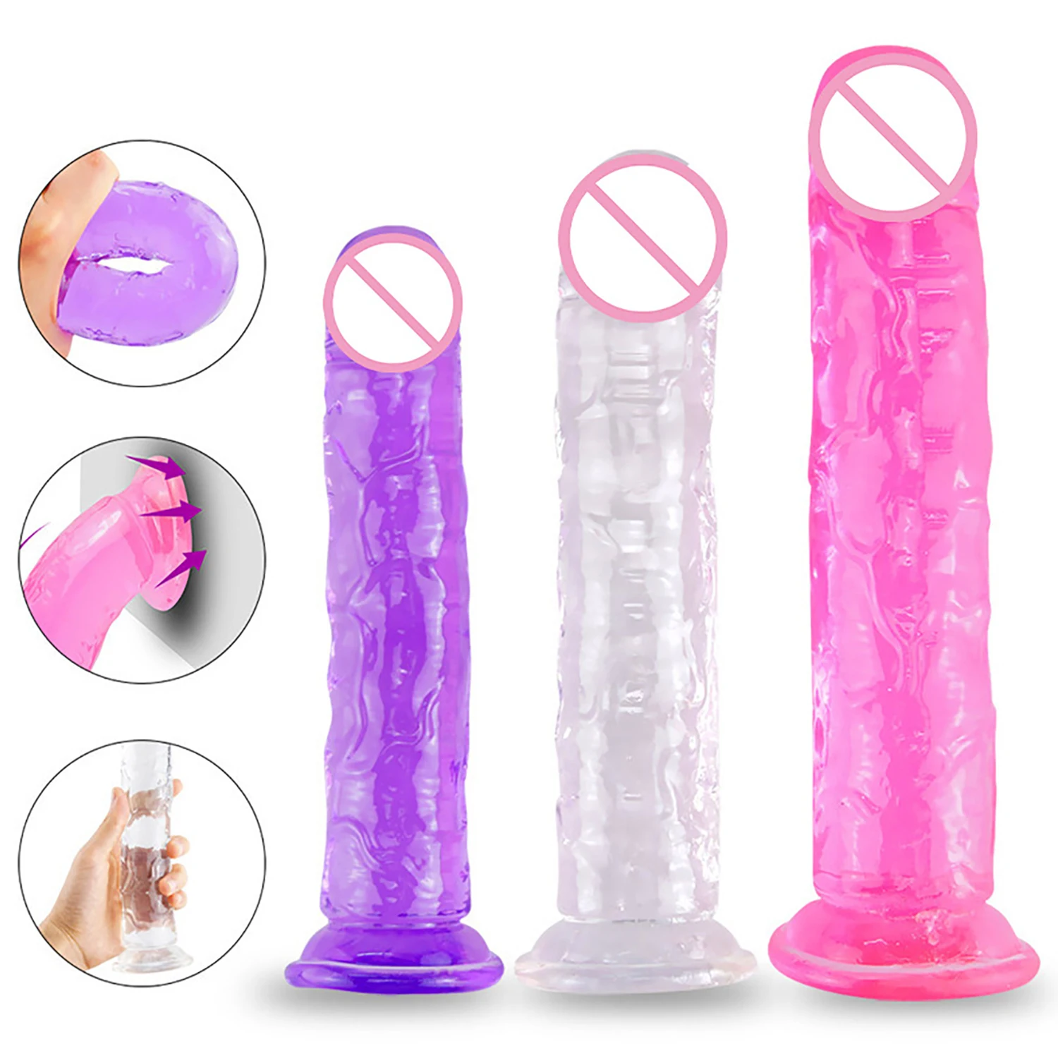 قضبان اصطناعية واقعية مع كوب شفط جيلي دسار ضخم ألعاب جنسية شرجية للنساء متعددة الحجم كبير القضيب بعقب المكونات الجنس متجر لعبة المثيرة #1