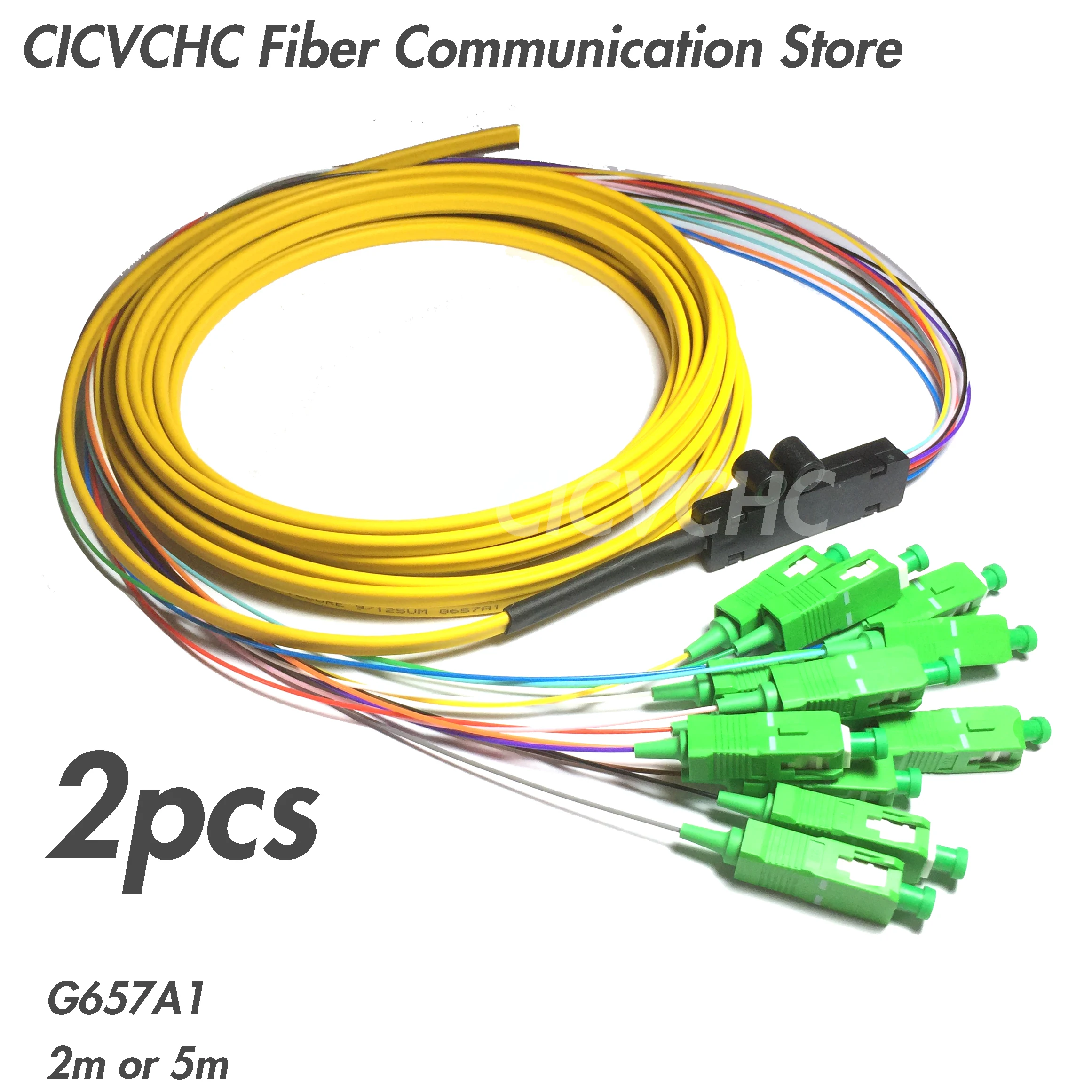 2pcs 12 Core Ribbon Cable-SC/APC-G657A1-Branch kit / Optical Fiber Pigtail