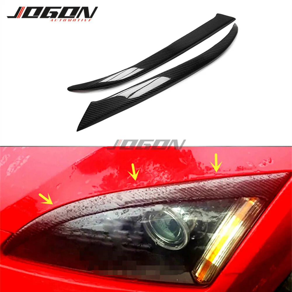 

2pcs Car Front Head Light Eyelid Headlight Eyebrow Cover Trim For Ford Focus 2005 2006 2007 2008 Real Carbon