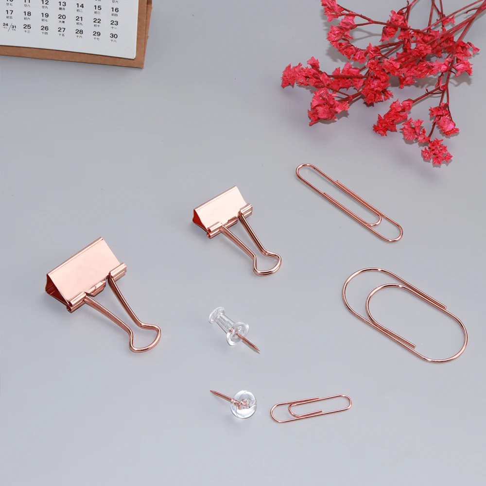 Bookmark Paper Clips Assorted Sizes Rose gold Large Paper Clips And Binder Clips Set