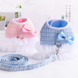 Bling Bowknots Pet Princess Harness Skirt Dresses Vest With Leash Set Dog Puppies Small Animal Cat Walking Lead Chihuahua Bichon