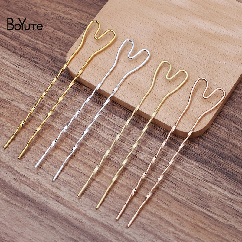 BoYuTe (5 Pieces/Lot) 100*20*1.4MM Metal Brass Twisted Hair Fork Factory Direct Sale DIY Jewelry Accessories