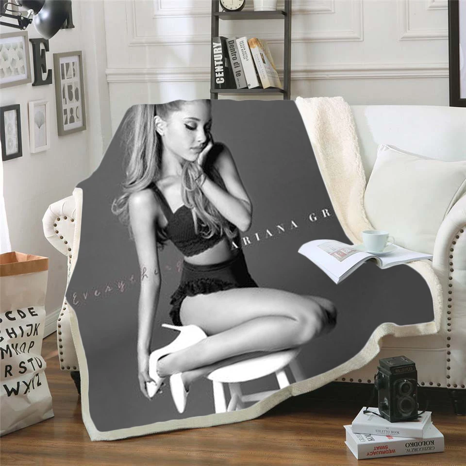 Ariana Grand Fleece Blanket Plush 3d Printed for Adults Sofa Sherpa Fleece Bedspread Wrap Throw Blanket style-9