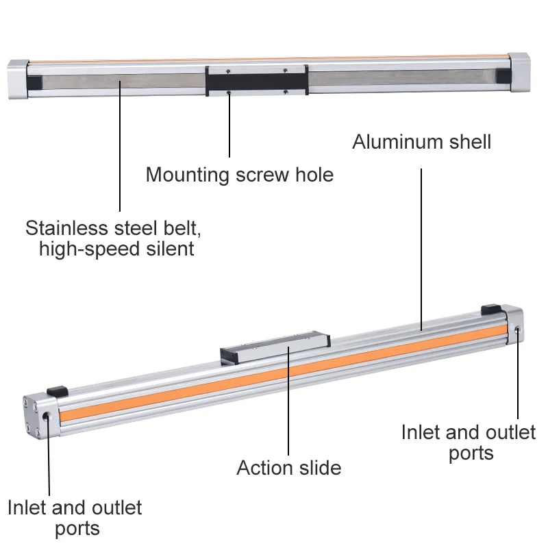 OSP Rodless Silinder Mekanis Aktuator Pneumatik Paralel Geser Ganda Bertindak 16/25/32/40Mm Bor Kecepatan Tinggi Pintu Auto-pengumpan