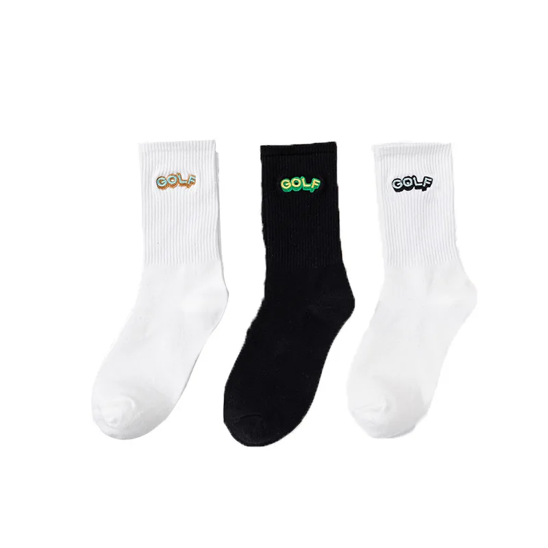 Hot golf cotton sports socks men\'s and women\'s stockings street fashion socks embroidered letter socks