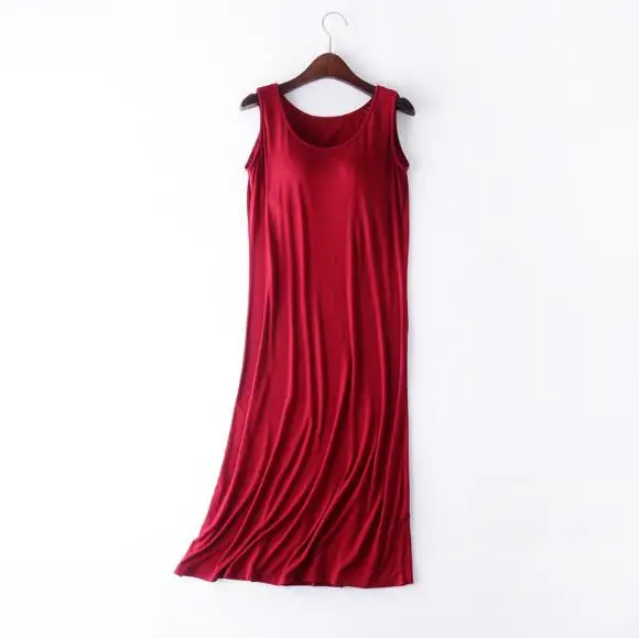 Camisón de algodón con sujetador acolchado para mujer, ropa de dormir sexy, vestido largo sin mangas, talla grande, 4XL