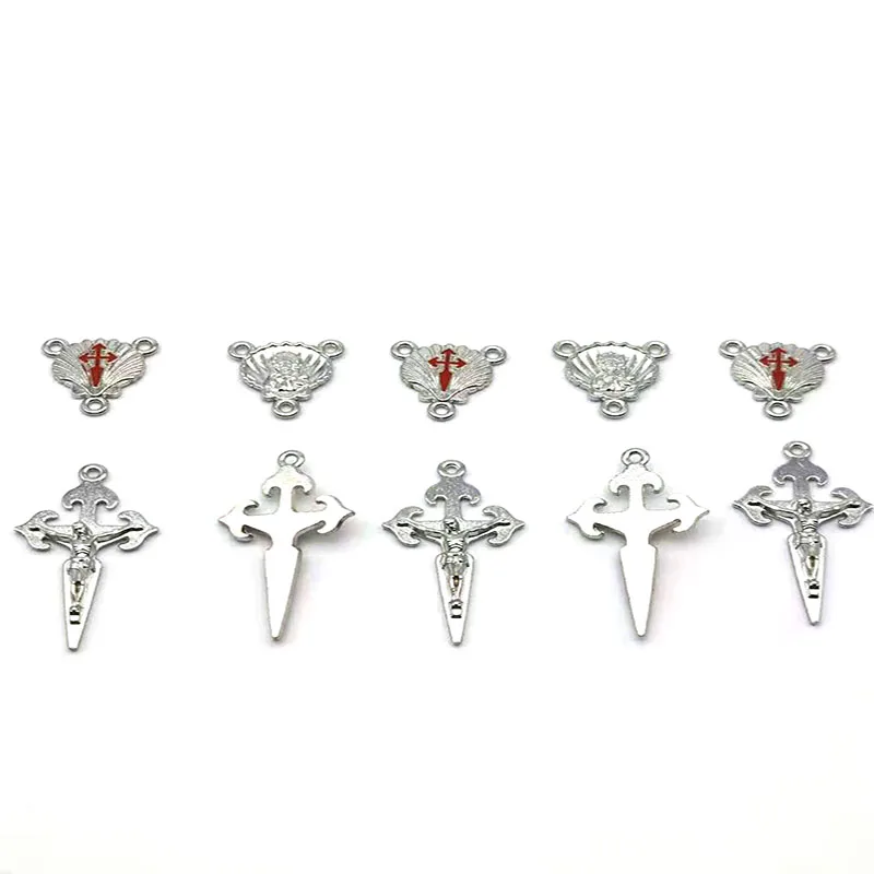 

15 Set San Diego Shell Triangle Connector And Pendant Cross Can Be Handmade DIY Into Bracelets OR Necklaces For Prayers As Gifts