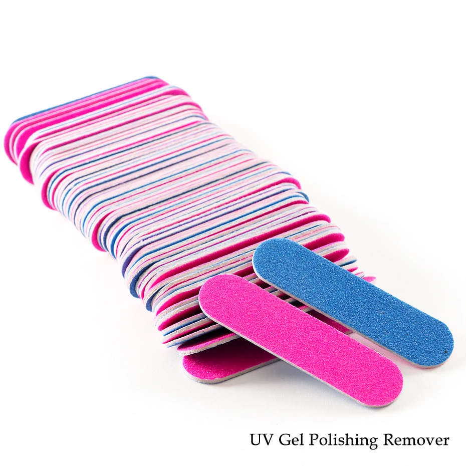 Double-sided Mini Nail File Buffer Set Professional Nail Polish Sanding Buffer Pink Blue Sandpaper Pedicure Nail Art Tool GL858