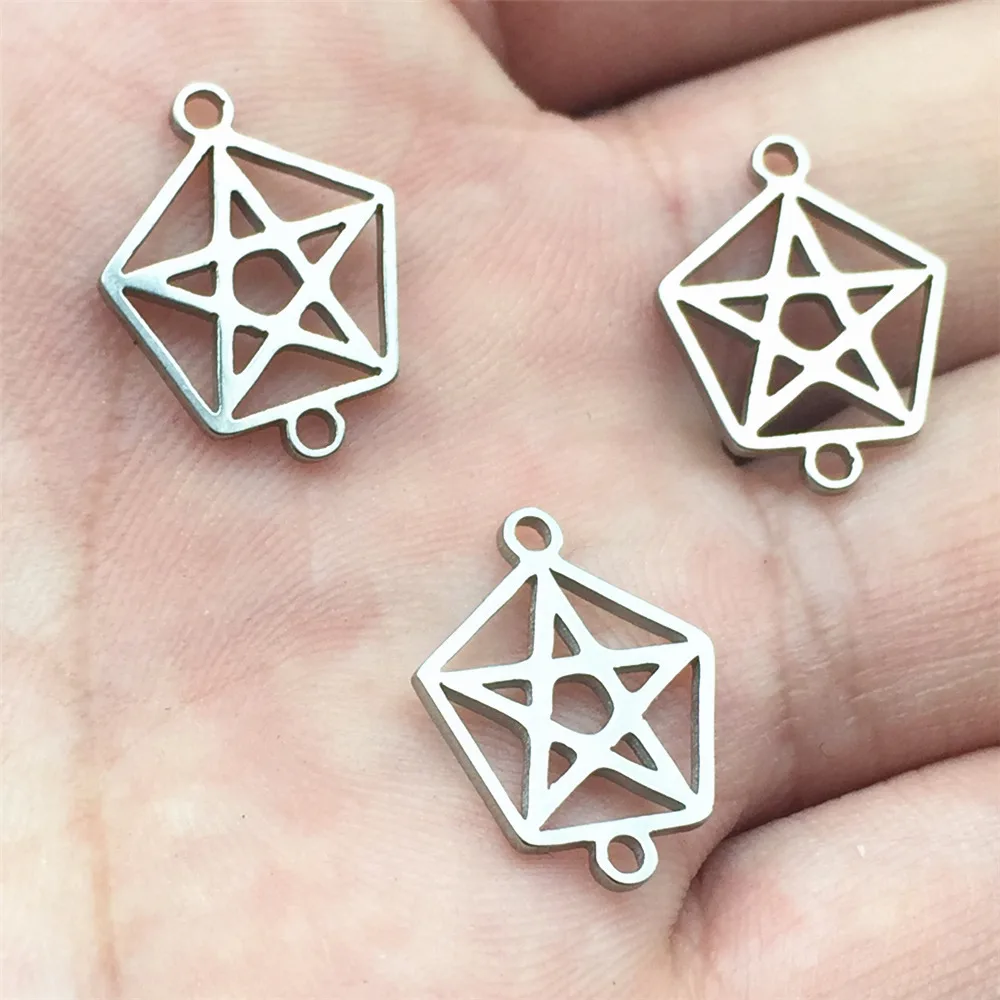 Pentagram 2side Pattern pentacle Charm 5pcs rustproof Steel Jewelry finding Handmake Jewelry connector Make Findings