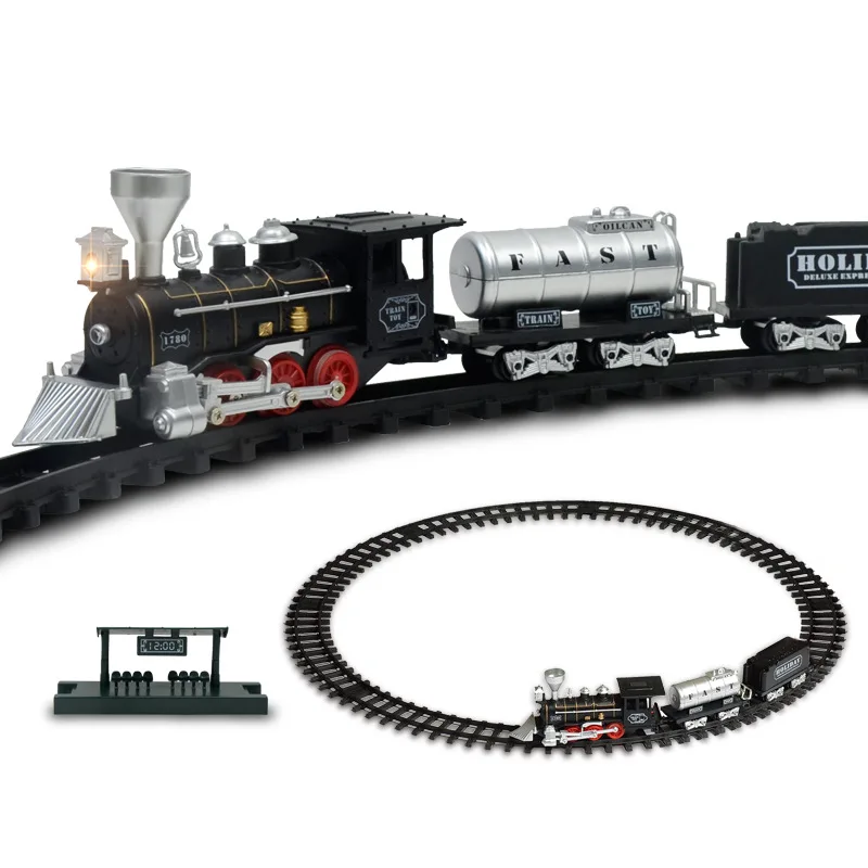 Children's Toy  Rail Train For Kids Toys Games Train Set Railway Track Toy Retro Model Train Sound Track Train