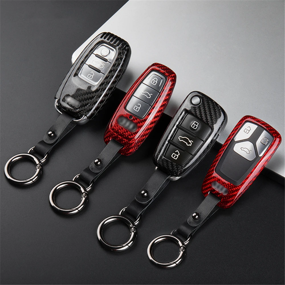 Carbon Fiber ABS Car Key Case For Audi Car Key Shell High Quality