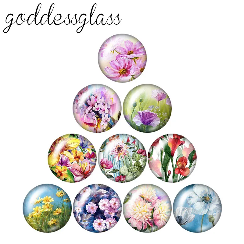 New Drawings Flowers Daisy Patterns Beauty 10pcs 12mm/16mm/18mm/25mm Round photo glass cabochon demo flat back Making findings