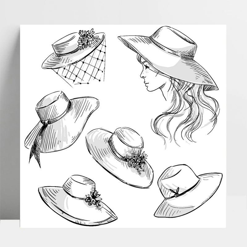

AZSG Ladies Hats Clear Stamps For DIY Scrapbooking/Card Making/Album Decorative Silicone Stamp Crafts