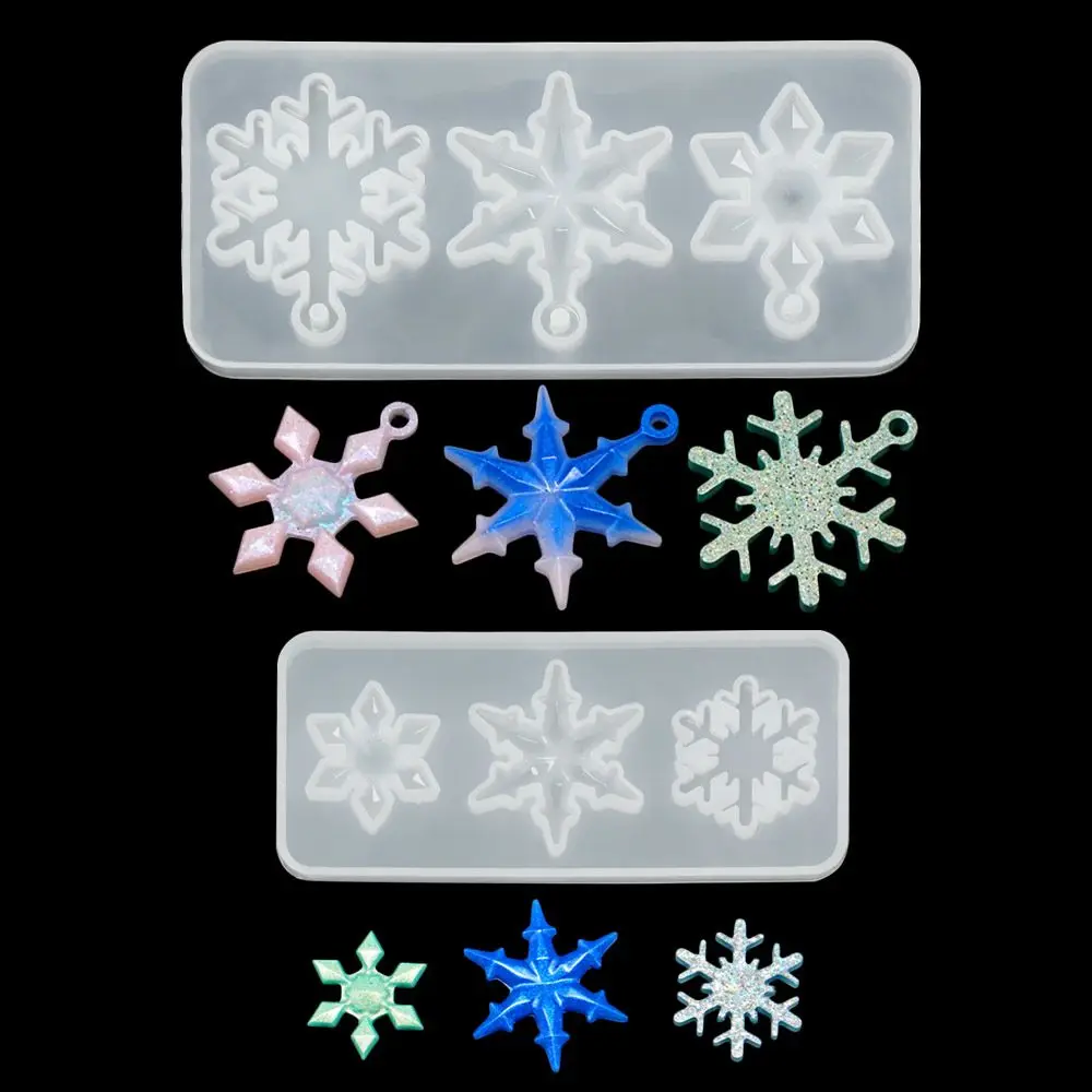 Christmas Snowflakes Coaster Casting Mold Silicone Mould DIY Crystal Epoxy Resin Mold Christmas Tree Pendant Ornament Making