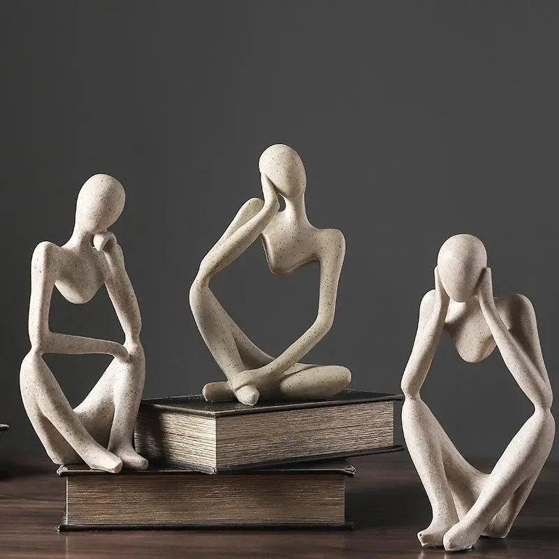 Vilead Nordic Abstract Sculpture Thinker Statue Resin Woman Figurine Office Home Decoration Accessories Decor Crafts Modern Art