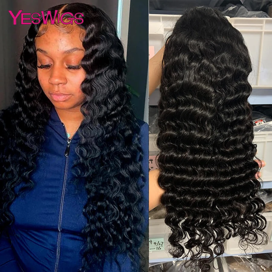 Yeswigs Brazilian Deep Wave Human Hair Wigs Lace Frontal Wigs Pre-Plucked 32 Inch 13x4 Lace Front Wigs For Women Virgin Hair