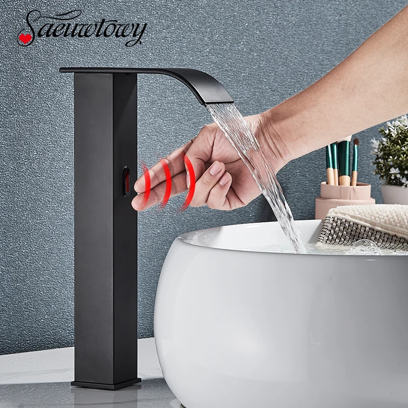 Smart Sensor Badezimmer Waschbecken Wasserhahn Deck montiert kurze/hohe Typ automatische Handsteuerung Wasserhahn heißes kaltes Wasser Mischer Wasserhähne Kran