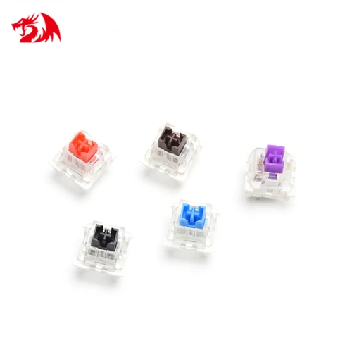 Redragon-interruptores de teclado mecánico, negro, azul, marrón, rojo, Morado, interruptor de tecla para enchufes CIY, SMD, 3 pines, Compatible con interruptor MX
