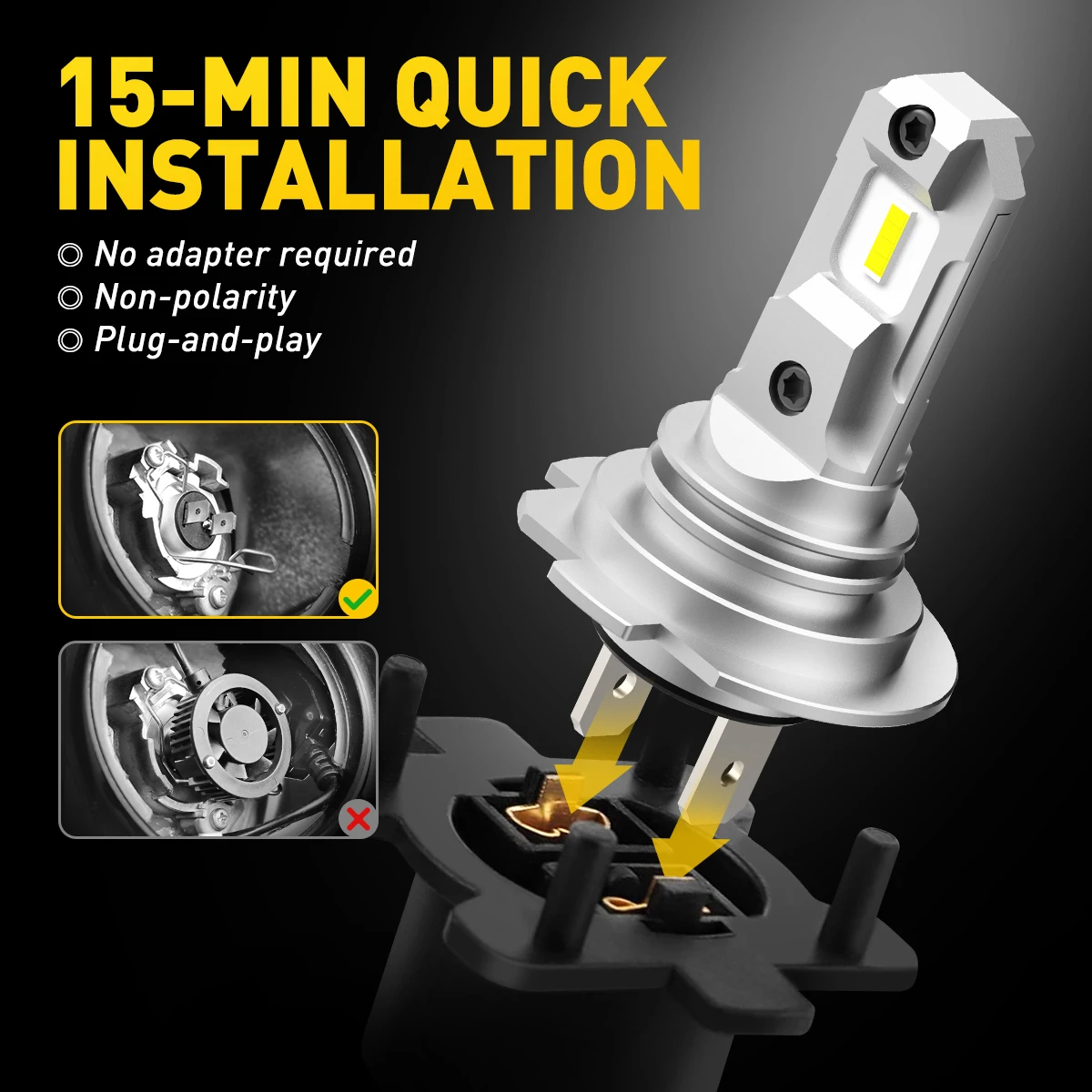 AUXITO 2Pcs H7 LED Headlight Bulb 12000LM 60W High Power Auto Bulb for Volkswagen Golf 7 MK4 Passat B6 B8 Peugeot 207 Audi A3 A4 view 4