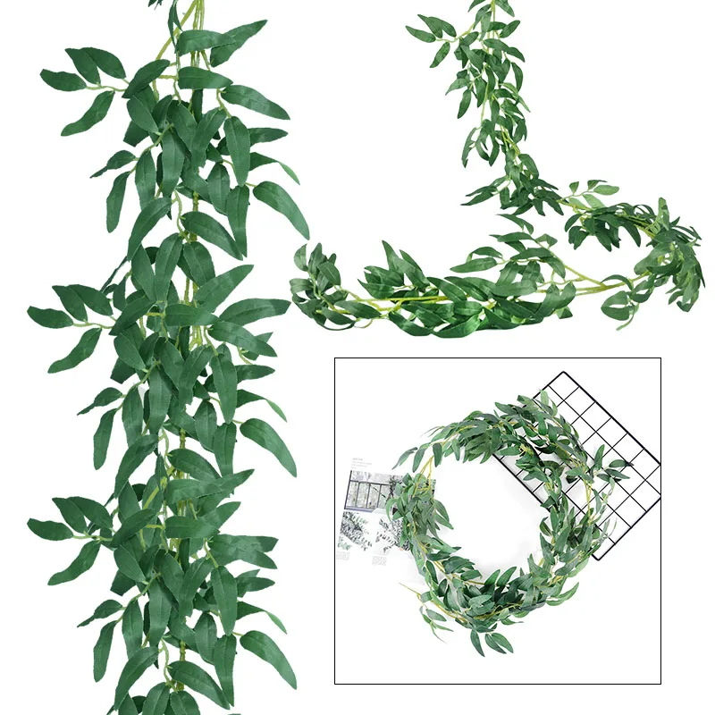 180cm  Artificial Eucalyptus Leaves Garland Green Willow Vines Plants for Wedding Home Party Arch Wall Garden DIY Decoration