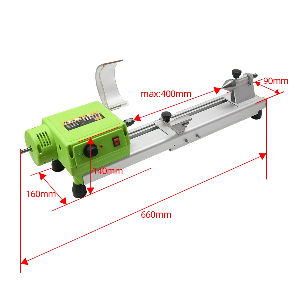 ALLSOME BG-3306 Variable Speed Mini Benchtop Wood Lathe MICRO Woodturning Lathe Grinding Polishing Beads Drill Rotary Tool Set