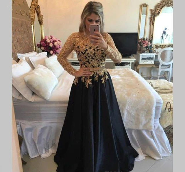 Fashion robe de soirée noire et dorée