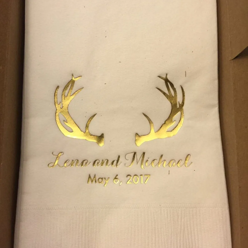 Personalized Napkins Browning Deer Antler Bridal Shower Wedding Napkins Custom Deer Doe The Hunt is Over Rustic Country Printed