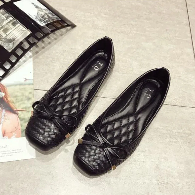 Fashion Flats for Women Boat Shoes Elegant Office Lady Shoes Casual Women Flats Soft Comfortable Flat Shoes Black Blue A3855