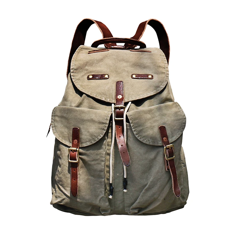 CDWX1 Super Quality! 45cm*35cm*15cm American Vintage Waterproof Heavy Wax Canvas Backpack Unisex Computer Travel Bag