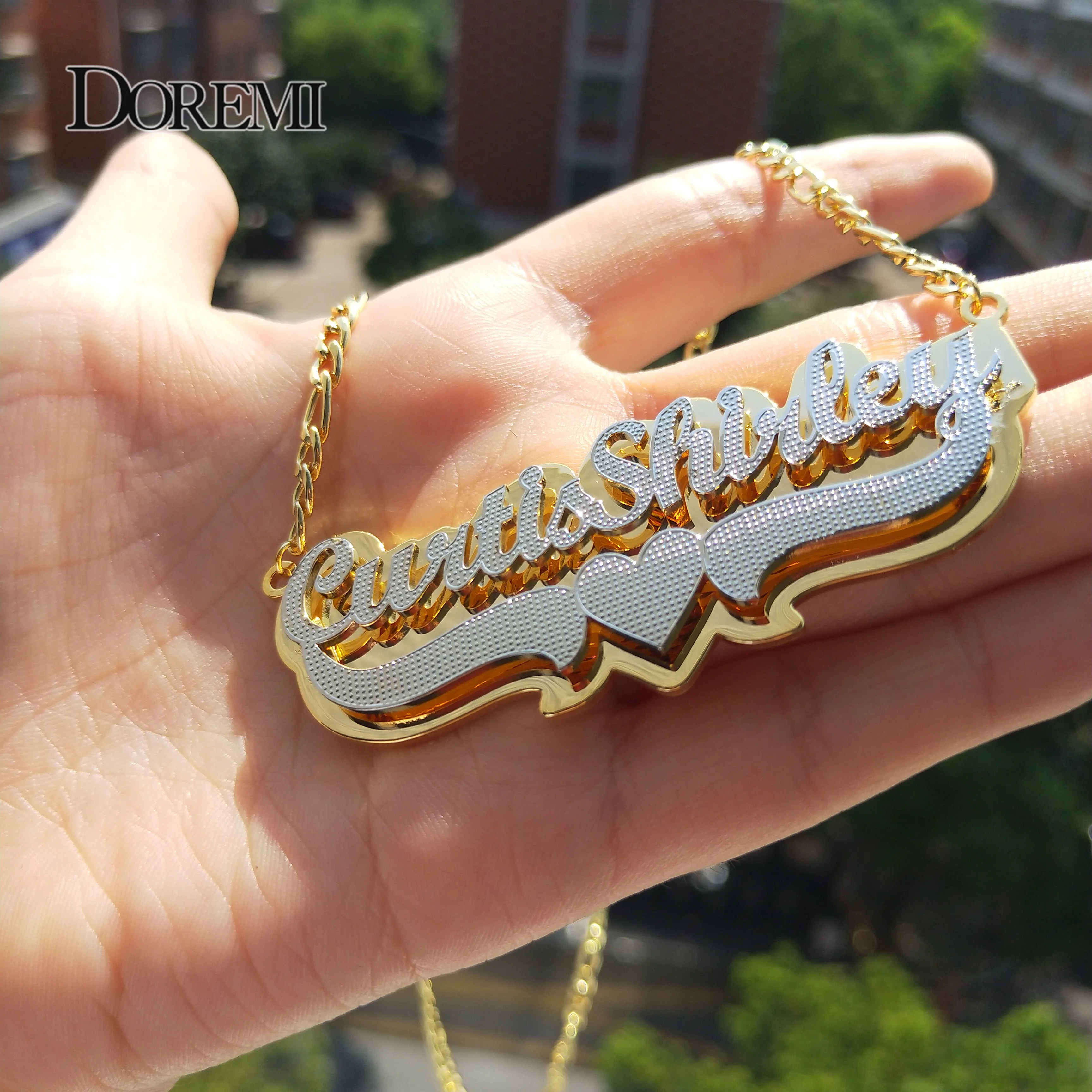 Double NewCustomized Name Necklace  Gold plated Nameplate 3D Necklace Personalized Choker Women Double layer Name Necklace Gifts