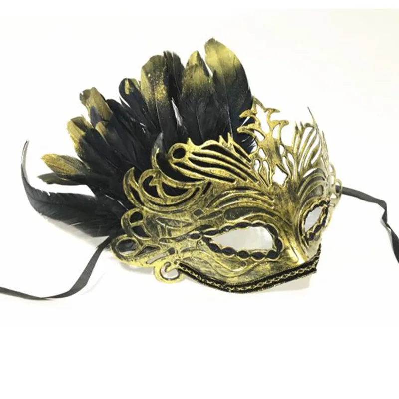 

Gold Black Feather Mask Bar DJ Stage Performance Masked Women Singer Masquerade Party Masks Halloween Cosplay Props Accessories