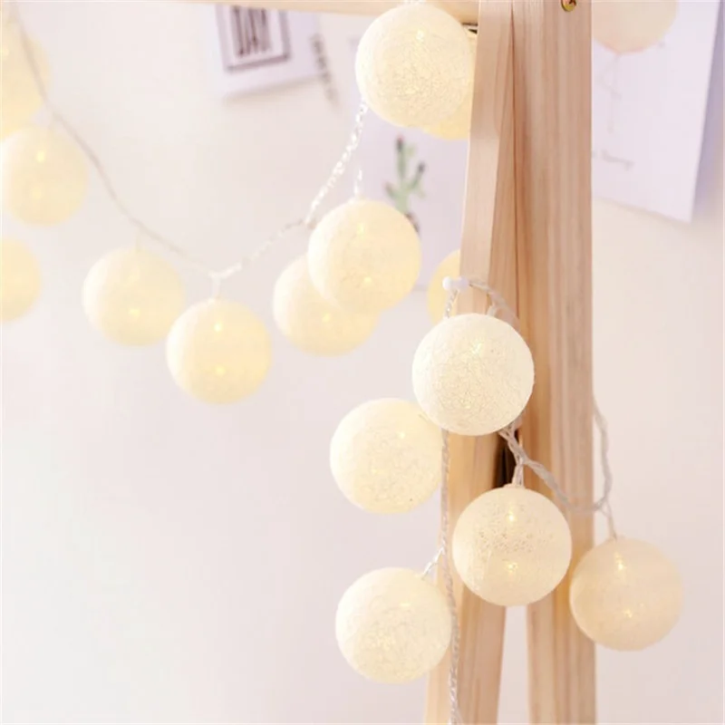 Outdoor Cotton Balls Garland LED String Lights, Christmas Tree Night Lamp, Patio Home Party, Holiday,  Wedding Decoratio