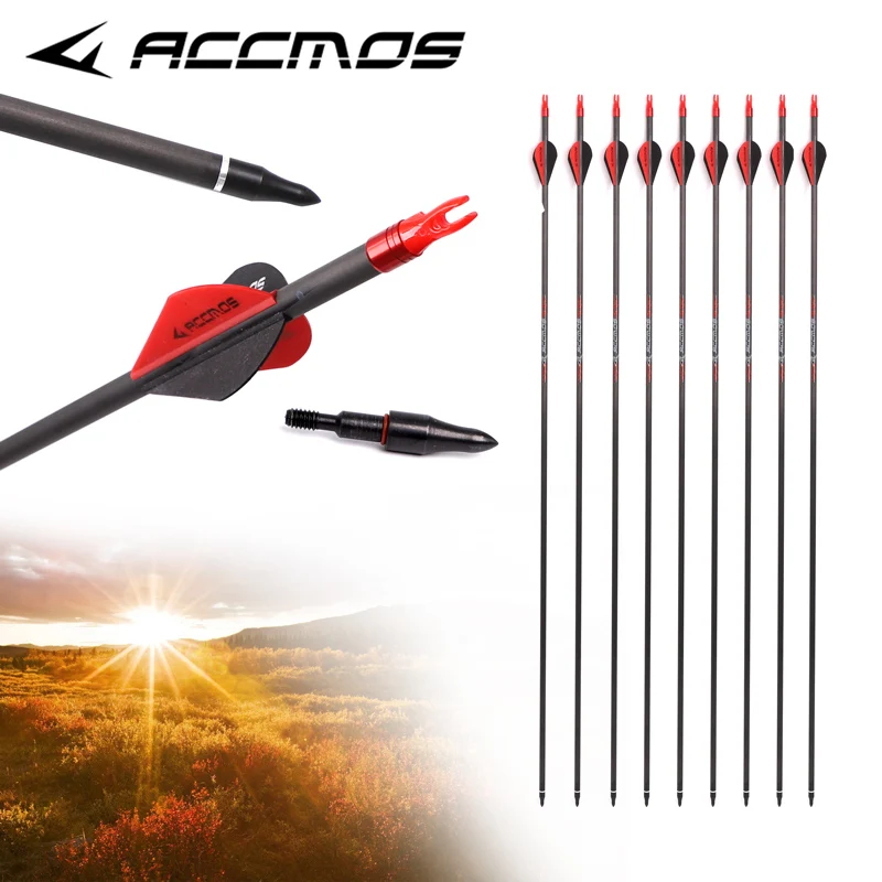 

Pure Carbon Arrow with Four Vanes ID 6.2mm Spine 250-800 Archery For Compound/Recurve Bow Shooting