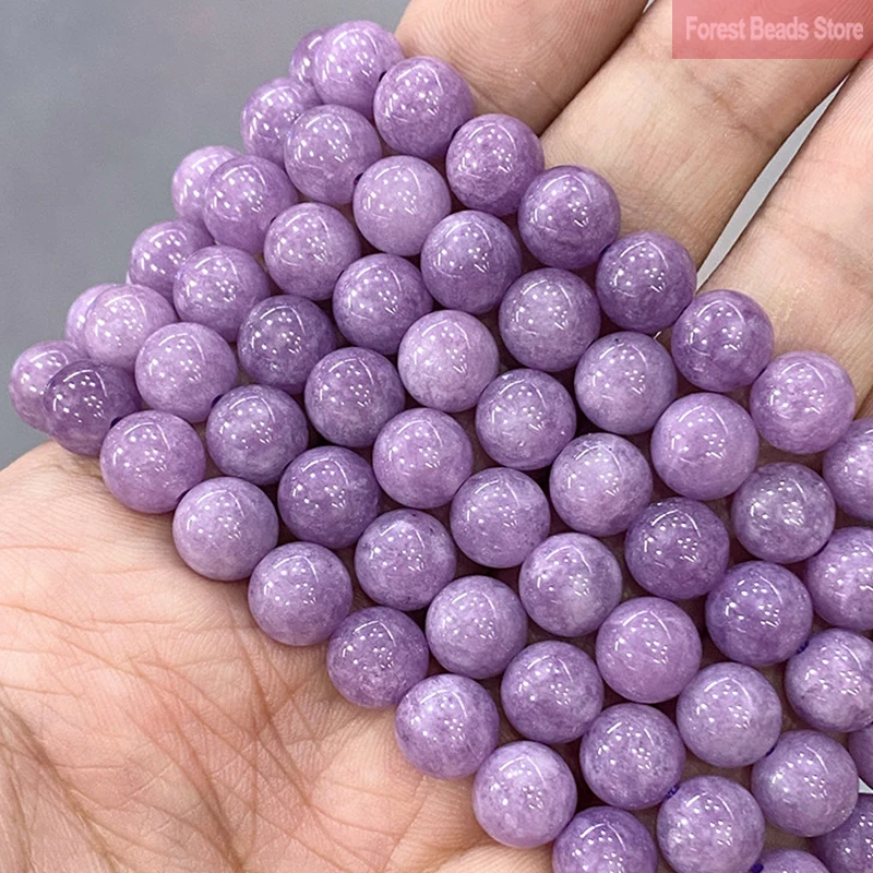 Light Purple Jaspers Natural Stone Chalcedony Round Beads for Jewelry Making Diy Charms Bracelet Necklace 15\