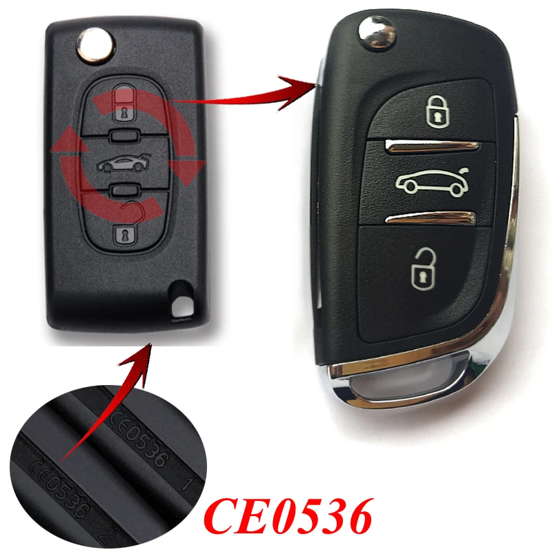 Modified 433MHz Remote key For Peugeot 307 407 807 308 207 Complete 3 Buttons Car Flip Folding Key with ID46 Chip VA2 blade