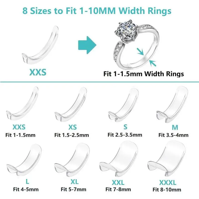8 Sizes Ring Size Adjusting Pad Silicone Invisible Ring Size Adjusters Reducing Ring Adjusting Pad Suitable For Any Ring