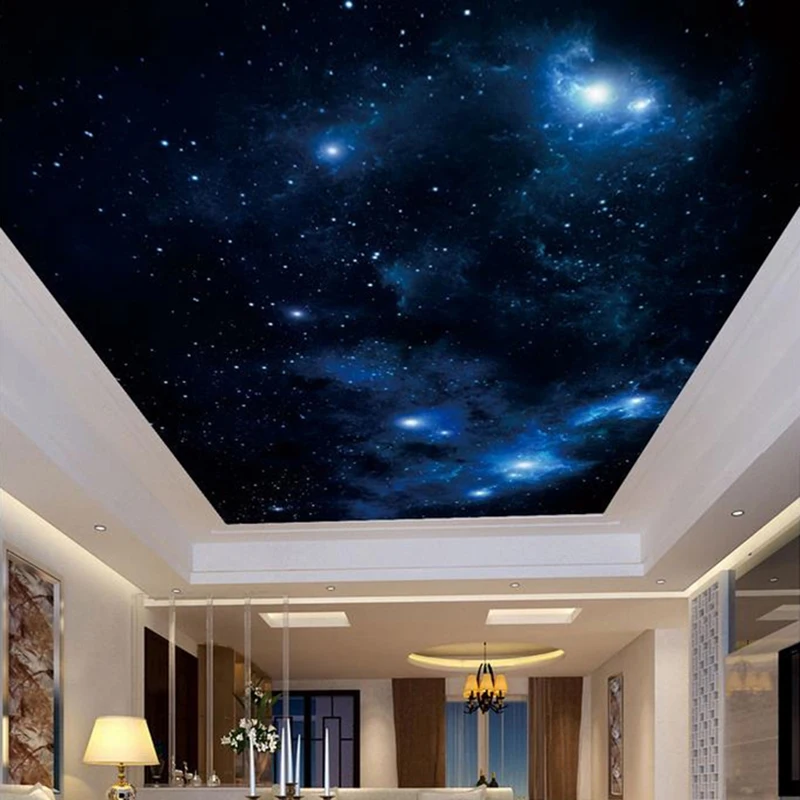 Custom 3D Poster Photo Wallpaper Beautiful Starry Sky Ceiling Mural Modern Living Room Bedroom Ceiling Decoration Wall Covering