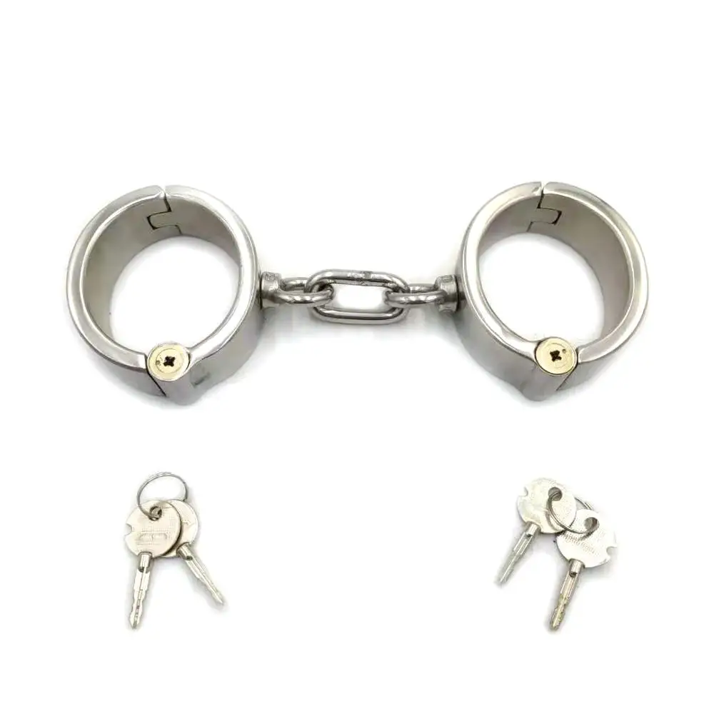 Black Emperor Stainless Steel Round Lock Handcuffs adult erotica products