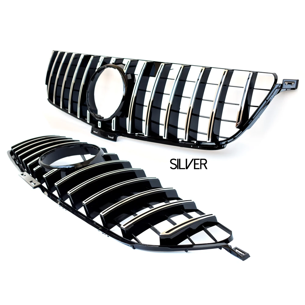 W166 Grill, Black & Silver Panamericana GT Grille for Mercedes Benz M ML Class Pre-facelifted W166 2012 - 2014 ML350 ML400 ML450