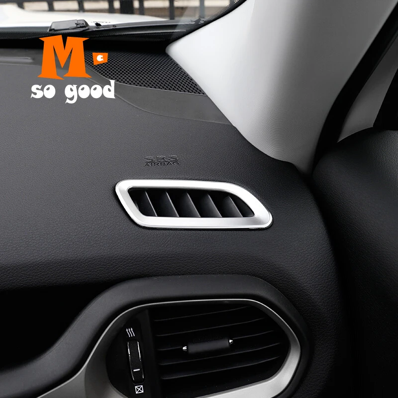 

Air Vent Outlet Dashboard Cover Trim Insert Auto Accessories Car Interior Stainless Steel 2015 2016 2017 2018 for Jeep Renegade