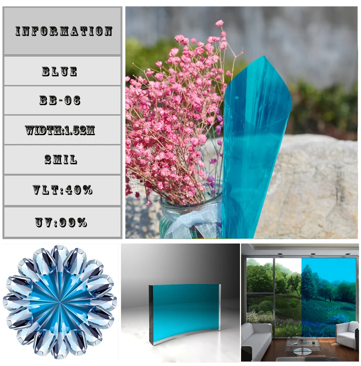 SUNICE Sky Blue Dekoracyjna folia okienna naklejka na szkło 99% Ochrona przed promieniowaniem UV Nierozpraszająca się folia do budynków, domów, salonów wystawowych — zdjęcie 7