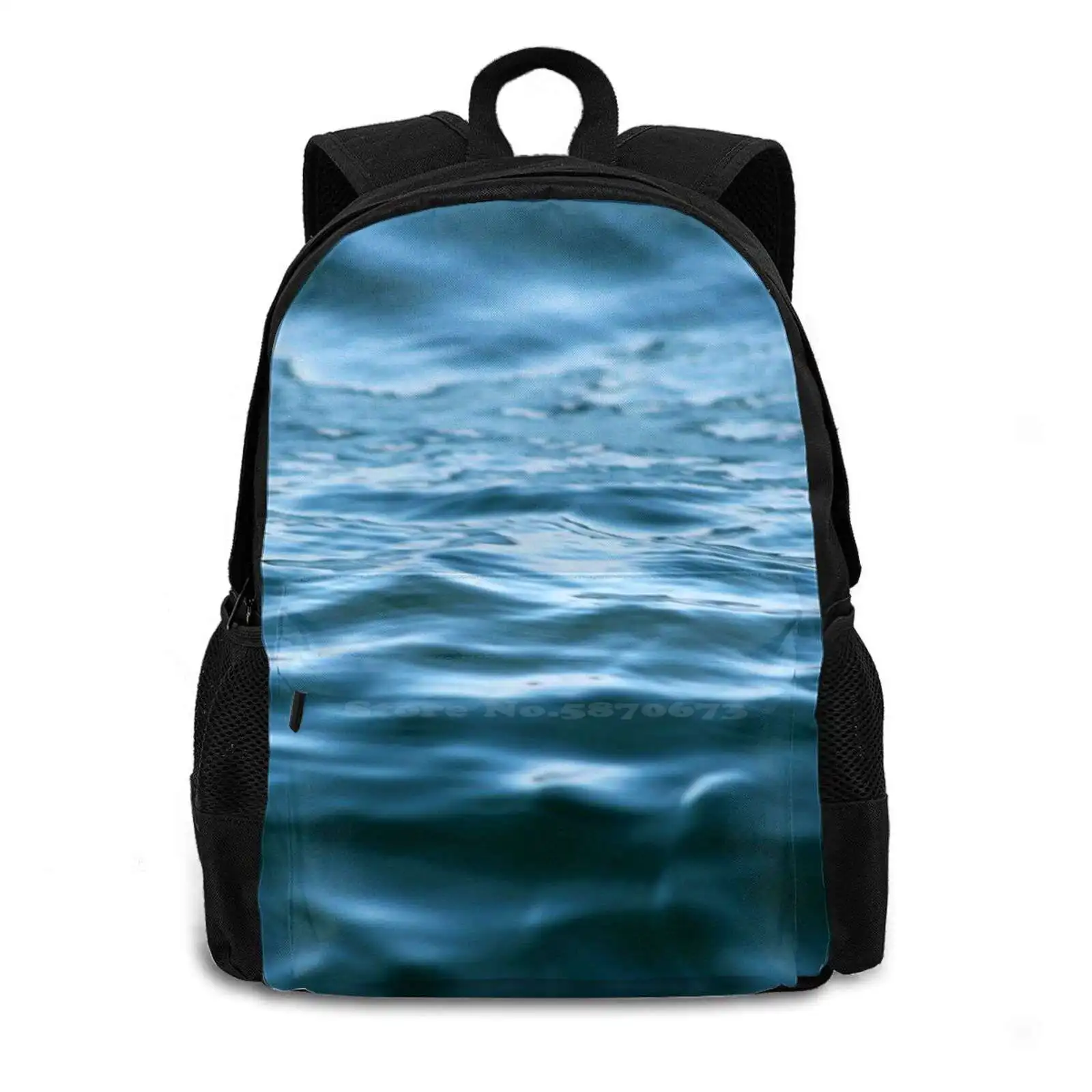 Blue Hot Sale Schoolbag Backpack Fashion Bags Waves Ocean Sea Atlantic North Carolina Nc Boat Ship Aquatic Maritime Sailor