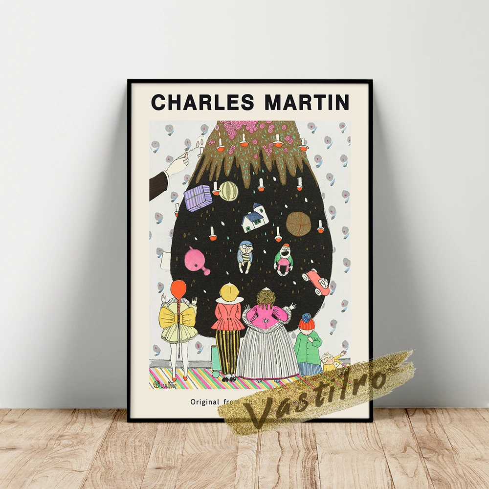 Charles Martin L'Arbre Merveilleux Prints, Merry Christmas Illustration, Funny Cartoon Figure Wall Decor, Martin Retro Poster