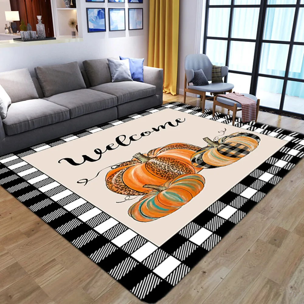 Cartoon Pumpkin Carpets for Living Room Anti-slip Printed Welcome Doormats Home Floor Rug Bedroom Bedside Bay Window Sofa Carpet