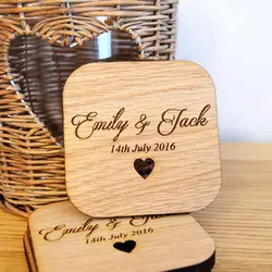 Personalised Square Wooden Coasters Home Table Tea Coffee Cup Pad Durable Wood Coasters Placemats wedding party decoration