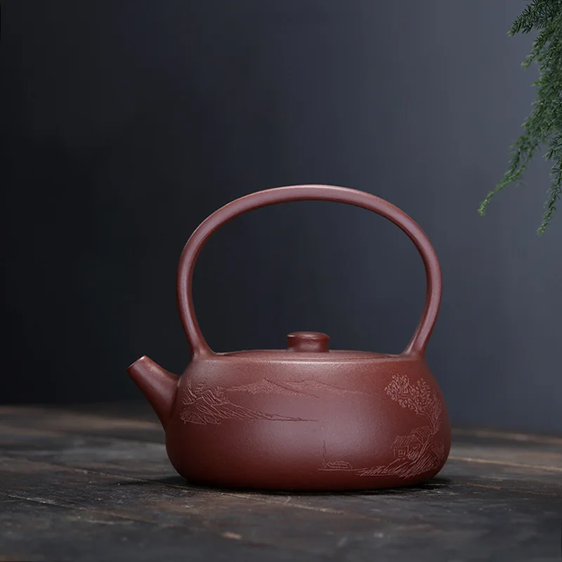 

Recommended for yixing famous pure hand carved painting landscape undressed ore in trough girder pot teapot