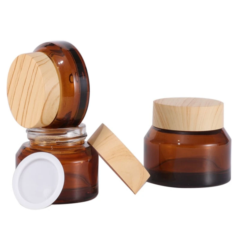 

500Pcs/lot 15g 30gempty cosmetic containers Cream Box , 50g Sample cream jar bottle wooden line plastic cap