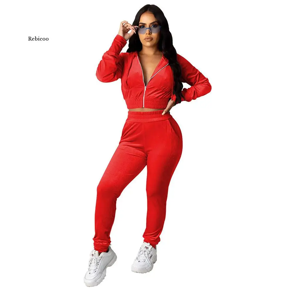 Velvet Two Piece Set Women Rave Festival Clothing Full Sleeve Hooded Short Coat And  Elastic Waist Biker Short Velour Tracksuits