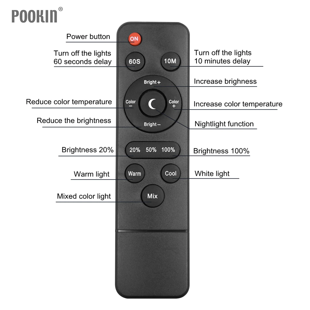 Long Arm Table Lamp Clip Office Led Desk Lamp Remote Control Eye-protected Lamp For Bedroom Led Light 5-Level Brightness&Color image 5