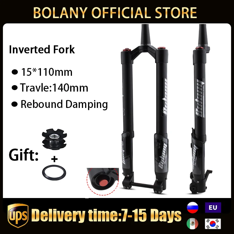 Bolany Mtb Bike Boost Fork Steekas Luchtvering Omgekeerde Vork 34 140Mm Tapered Rebound Aanpassing Universele 26 27.5 29Inch